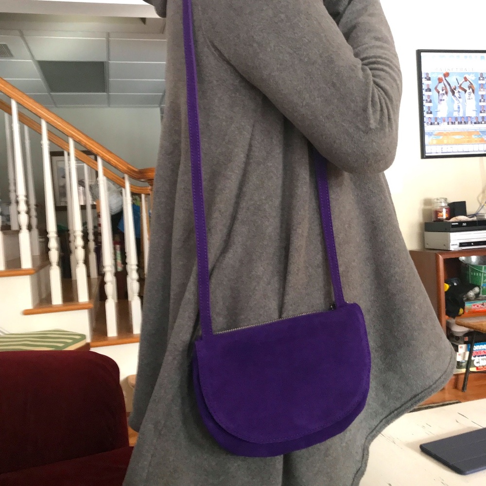 Super Cute Suede Crossbody Bag in Purple